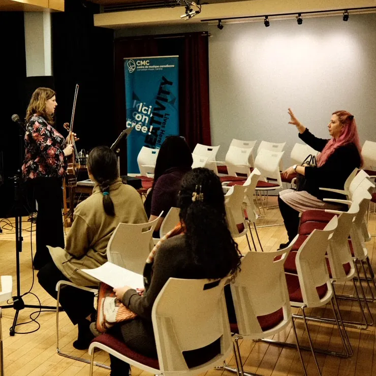 Elizabeth Reid – addressing audience at performance